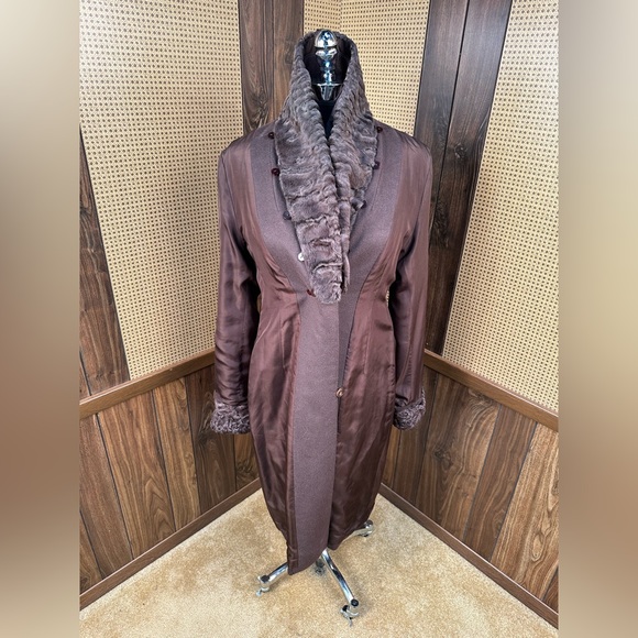 J. Mendel Paris Brown Cashmere & Persian Lamb Fur Coat Jacket Small - Picture 6 of 11
